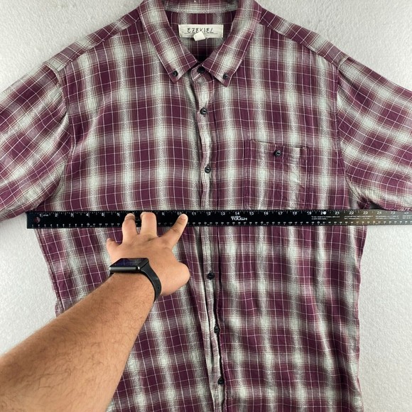Ezekiel Button-Up Shirt Mens XL Multicolor Plaid Short Sleeve Button Collar - Picture 9 of 16